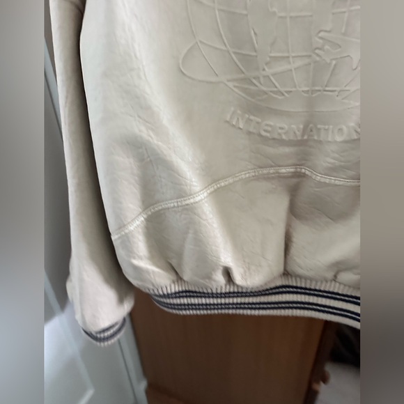 Iets frans varsity bomber jacket cream faux leather - Picture 8 of 9